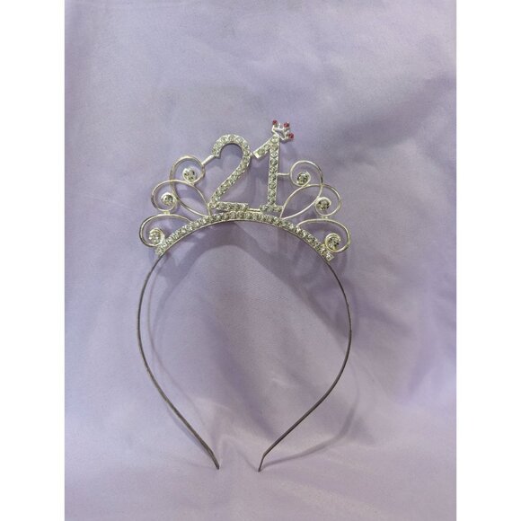 21st Birthday Rhinestone Tiara Headband - Picture 2 of 2